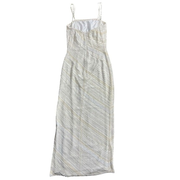 Vtg Cache Strapless White Beaded Maxi Dress Sz 4 - Picture 6 of 16